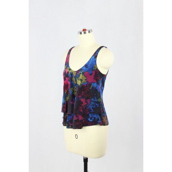 Aritzia T BABATON Floral Printed Silk Crepe Tiered Layered A-Line Tank, Size XS - Picture 4 of 11